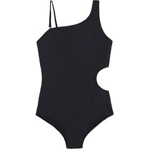 New Kanu Surf Girl Size 16 Black Cori Beach Sport One Shoulder Side Cut Swimsuit